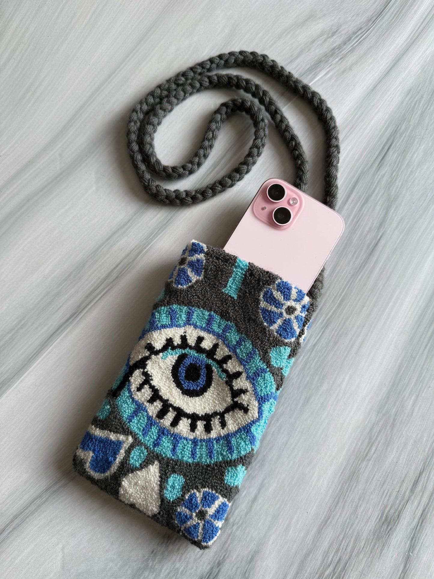 Handmade Tapestry Phone Pouch | Crossbody Cell Phone Holder with Inner Lining
