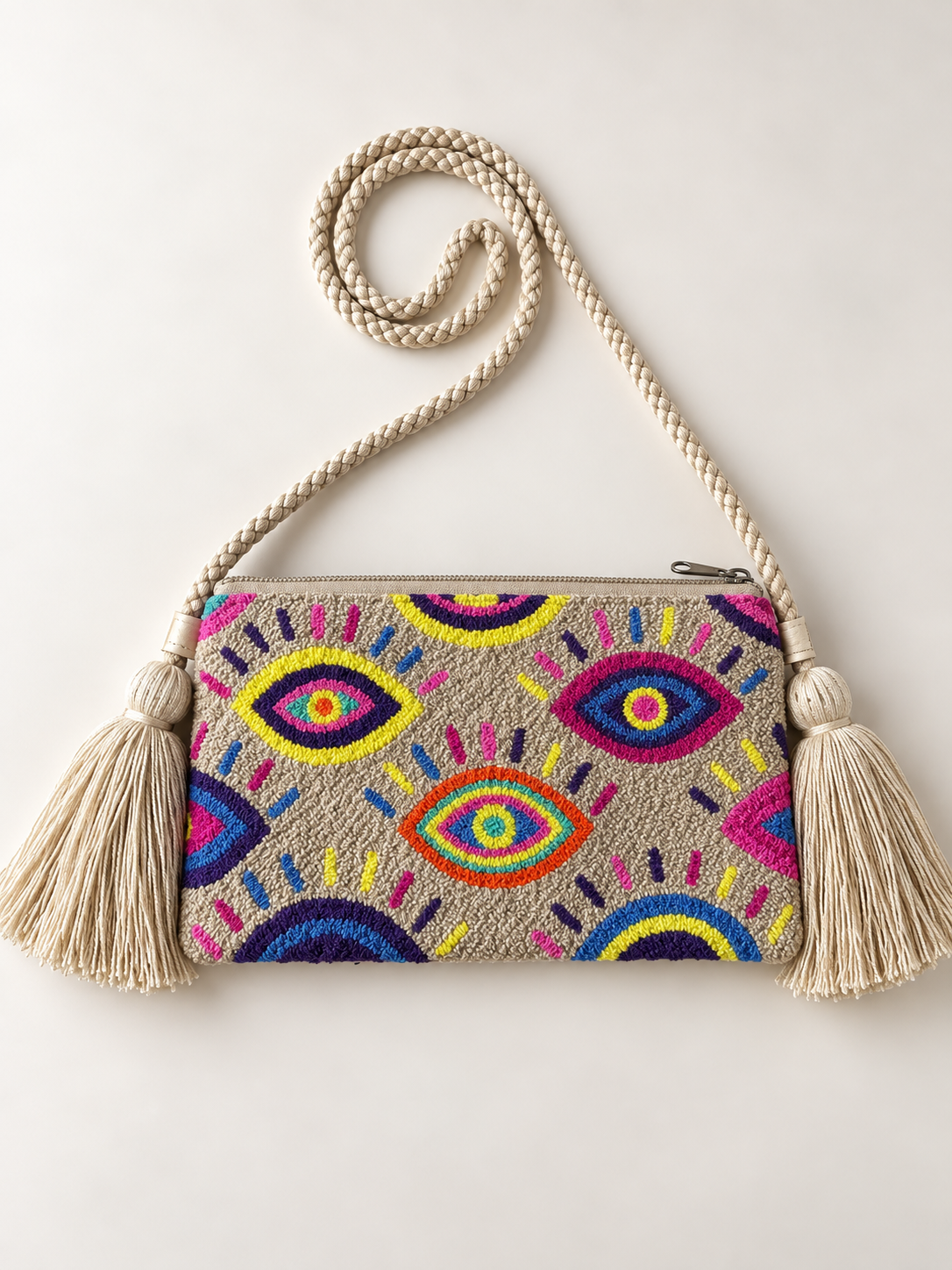 Handmade Crossbody upholstery Wayuu Upholstery Handbag Evil eye Zafira Complements