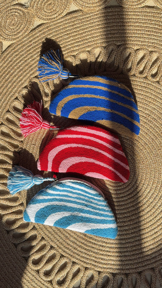 Cosmetic bag Upholstered with Tassel Vibrant Handmade Design