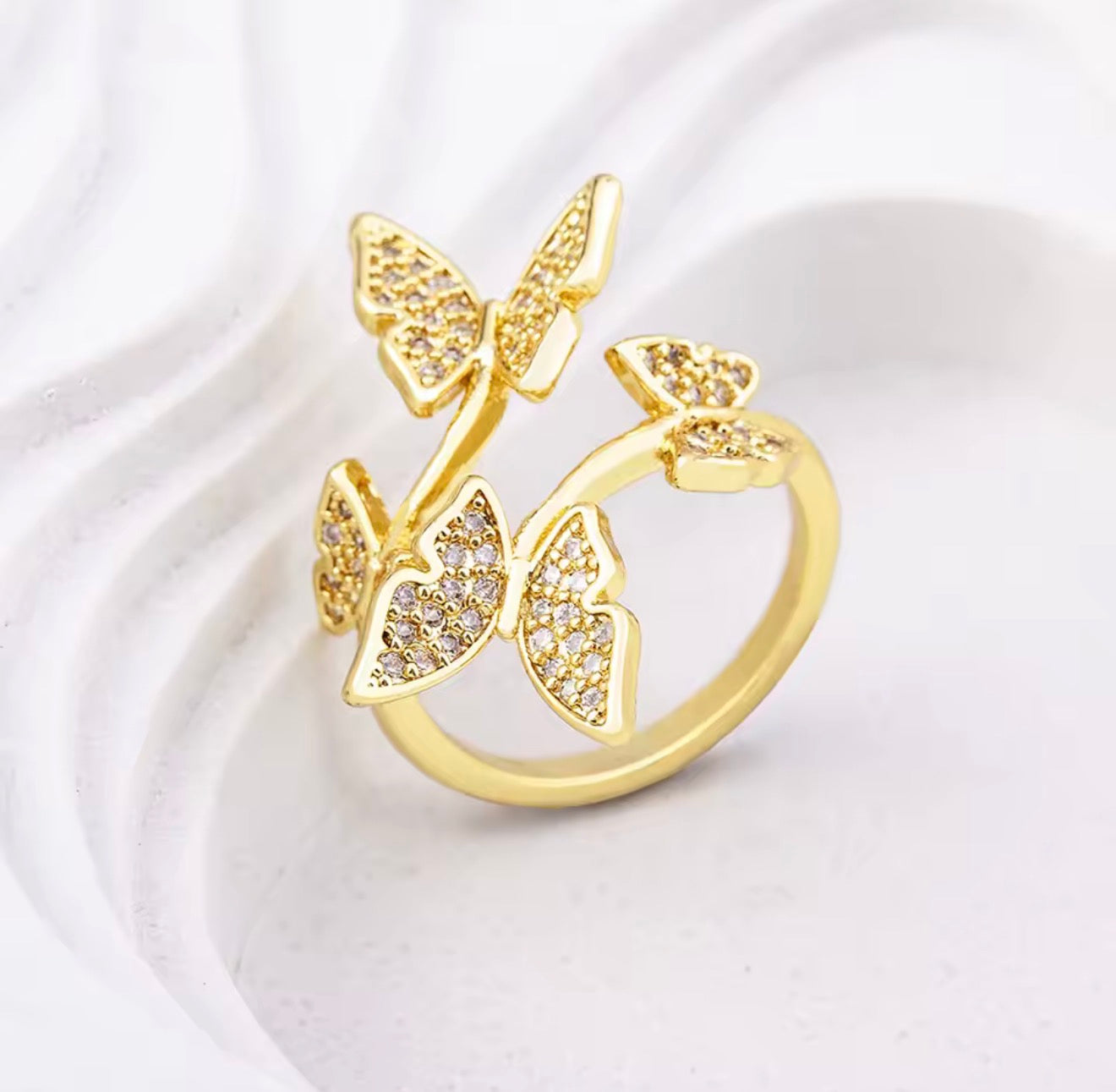 Luxury Rings Against  for Women, Stainless Steel Hollow Open Ring, Gold Color, Lucky Cubic Zirconia Jewelry, Rings for Women