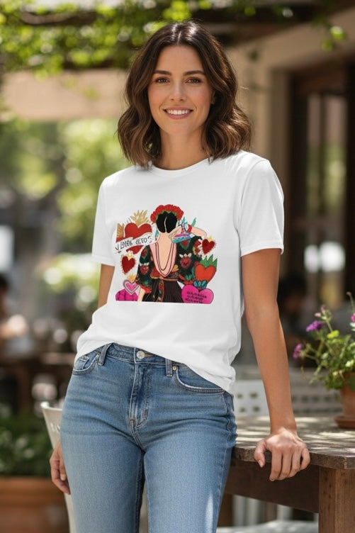 Frida Kahlo Shirt for Women 100%cotton Artistic Mexican Inspired T-Shirt Vintage Style Top