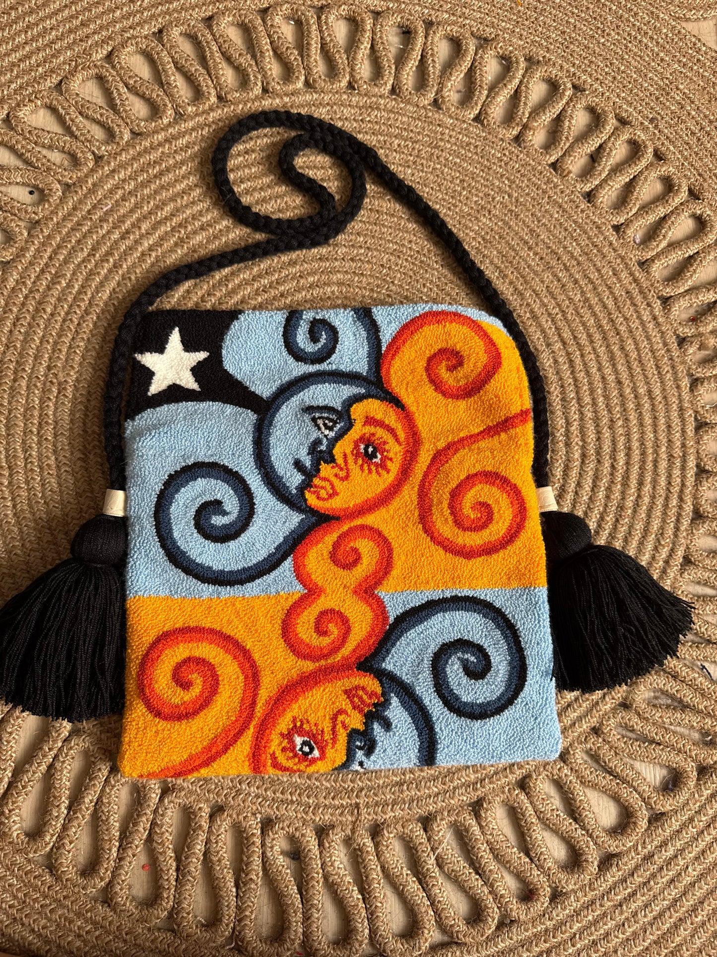 Handmade Crossbody Wayuu Upholstery Handbag With upholstered