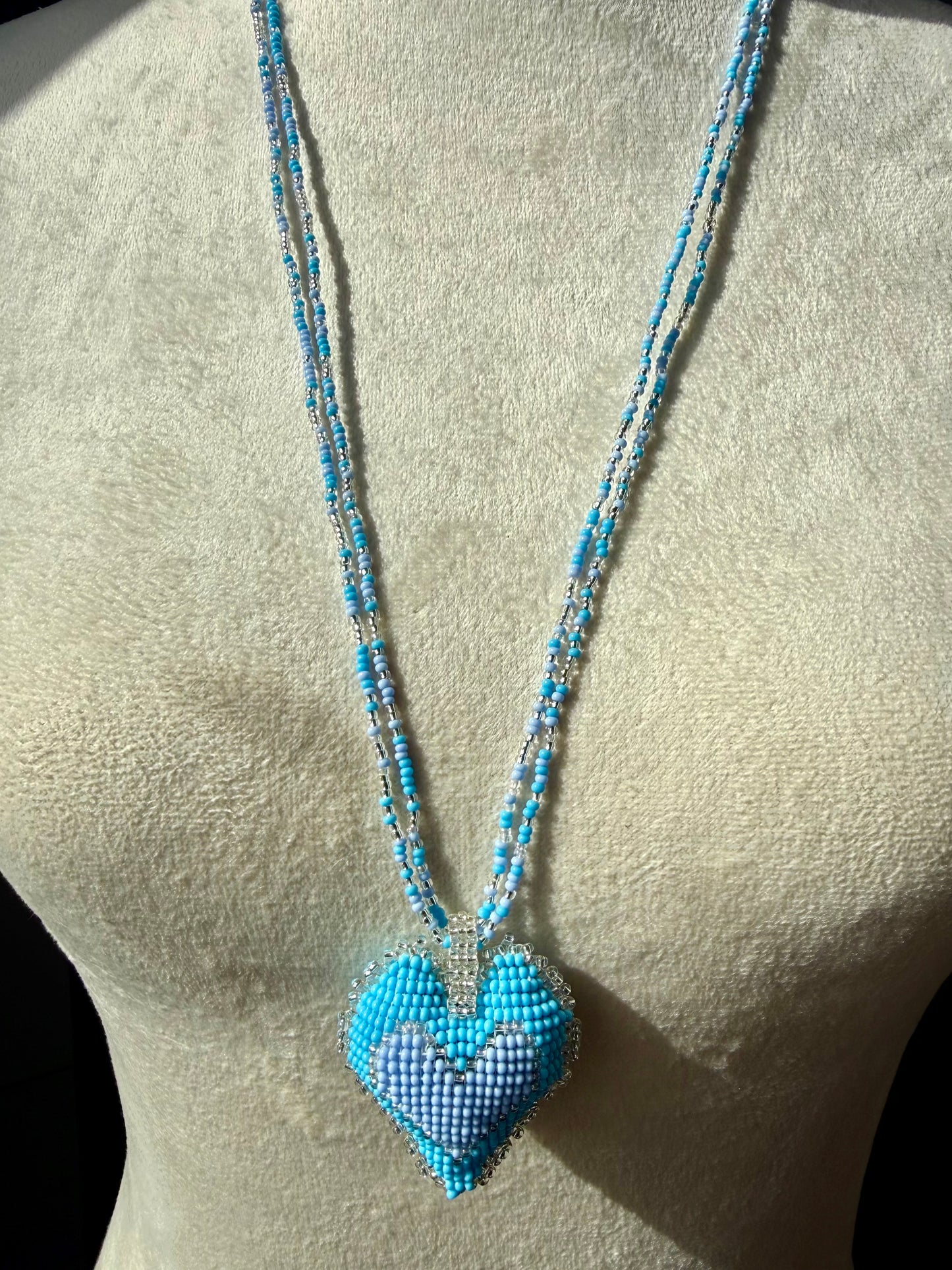 Hearts 3D Beaded Necklaces colors  Artisan Boho Jewelry