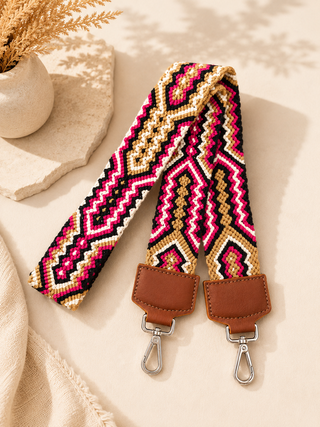 Handmade Crochet & Macramé Bag Strap for Crossbody Bags | Adjustable Artisan Shoulder Strap