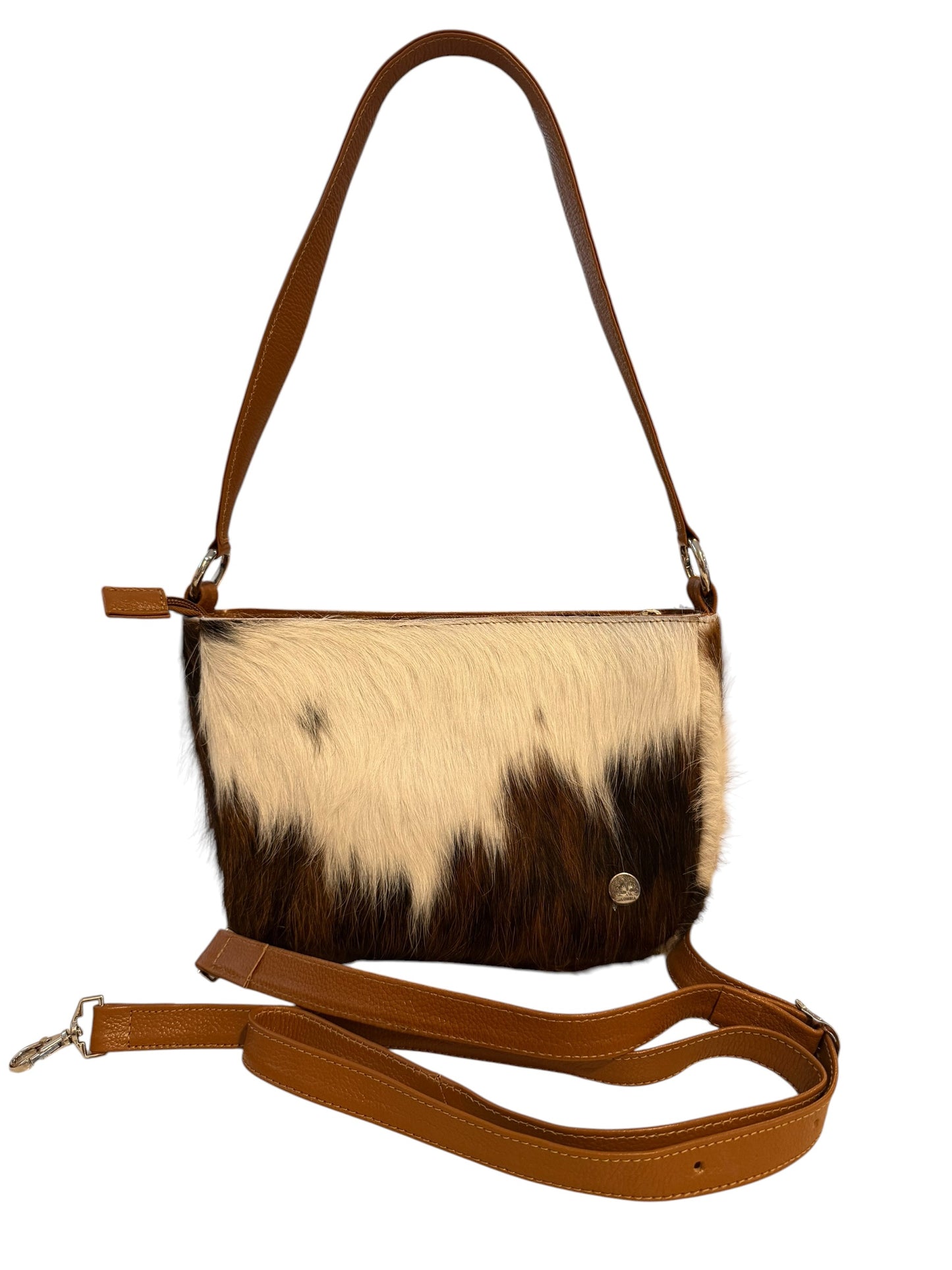 Genuine Cowhide Hair-On Leather Shoulder Bag & Crossbody | Removable Straps | Italian Foil Option | Zipper Pockets