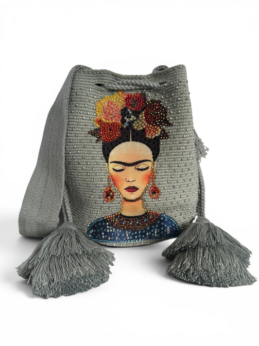 Wayuu Frida bucket crossbody Large Tote Bag Handmade Artisan decorated