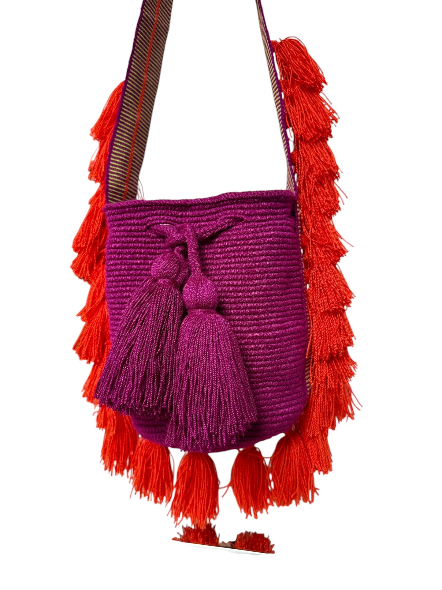 Wayuu Bucket hand Bag strap fringe