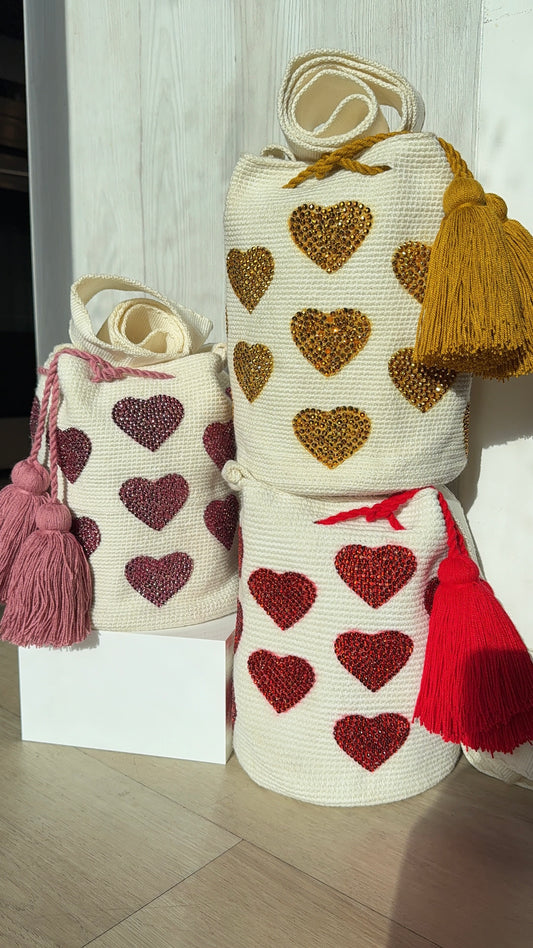 Wayuu Bag Hearts Handmade Crochet bucket bag