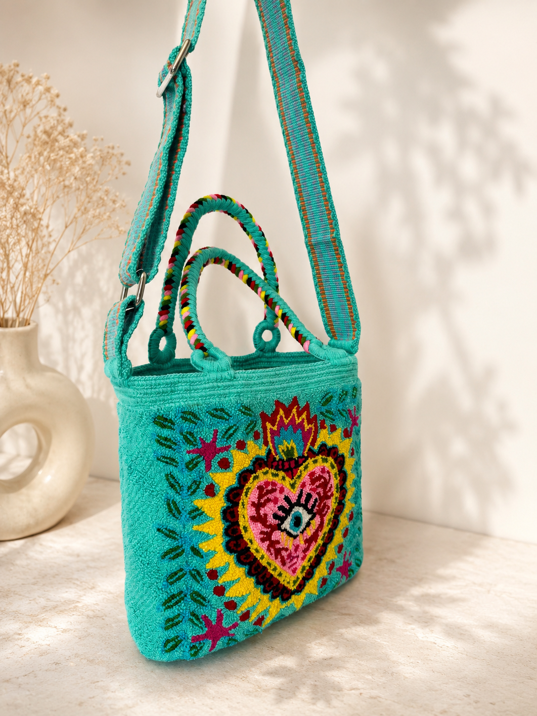 Butterfly Tapestry medium Tote Bag with Adjustable Strap | Handmade Luxury Crossbody Purse