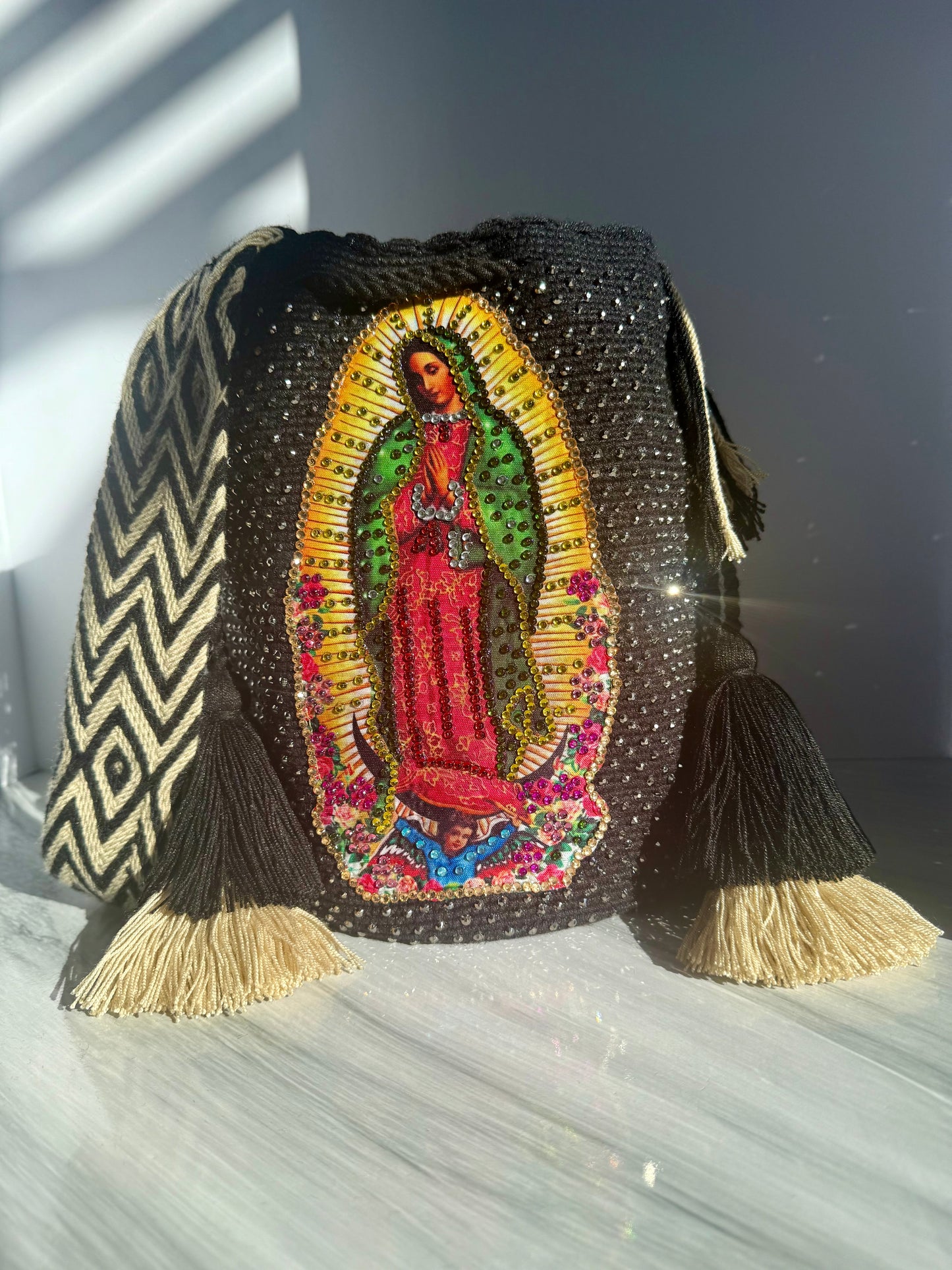 Wayuu Bag Virgin of Guadalupe  Decorated Details Handmade