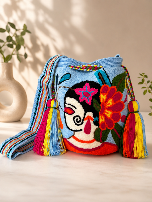Upholstered medium bucket crossbody Bag