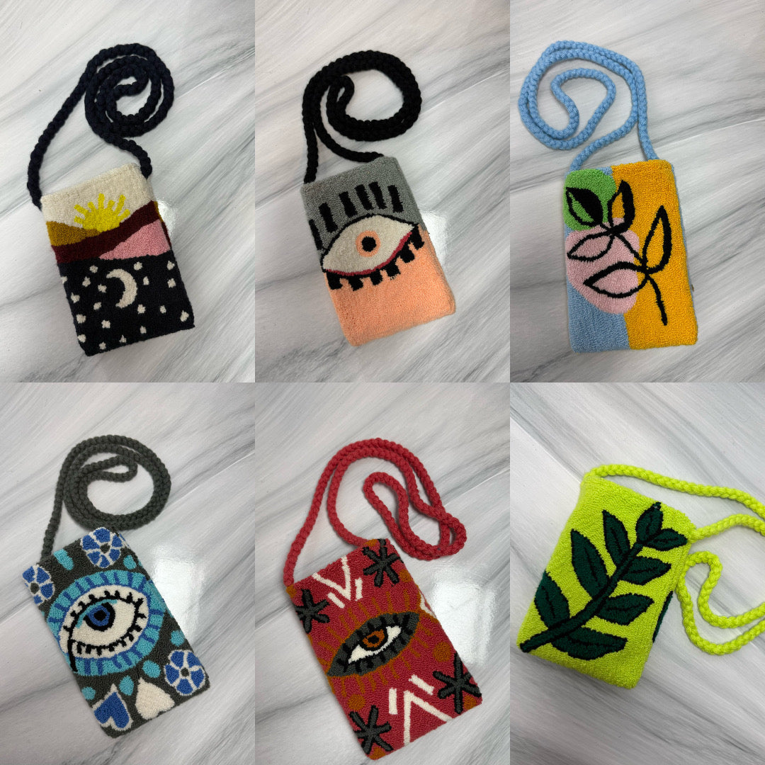 Handmade Tapestry Phone Pouch | Crossbody Cell Phone Holder with Inner Lining