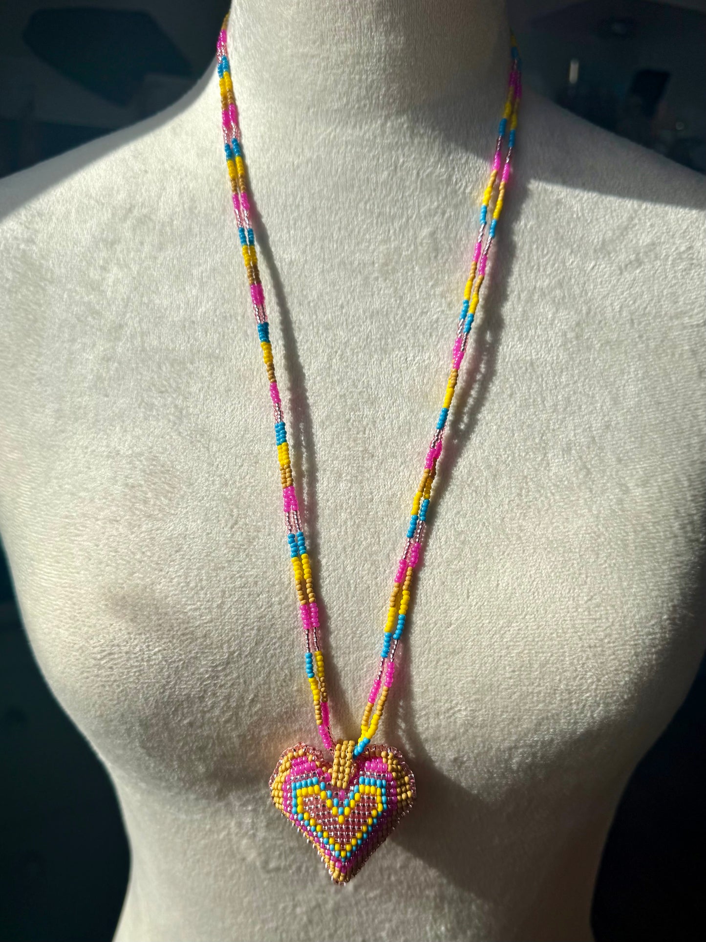 Hearts 3D Beaded Necklaces colors  Artisan Boho Jewelry