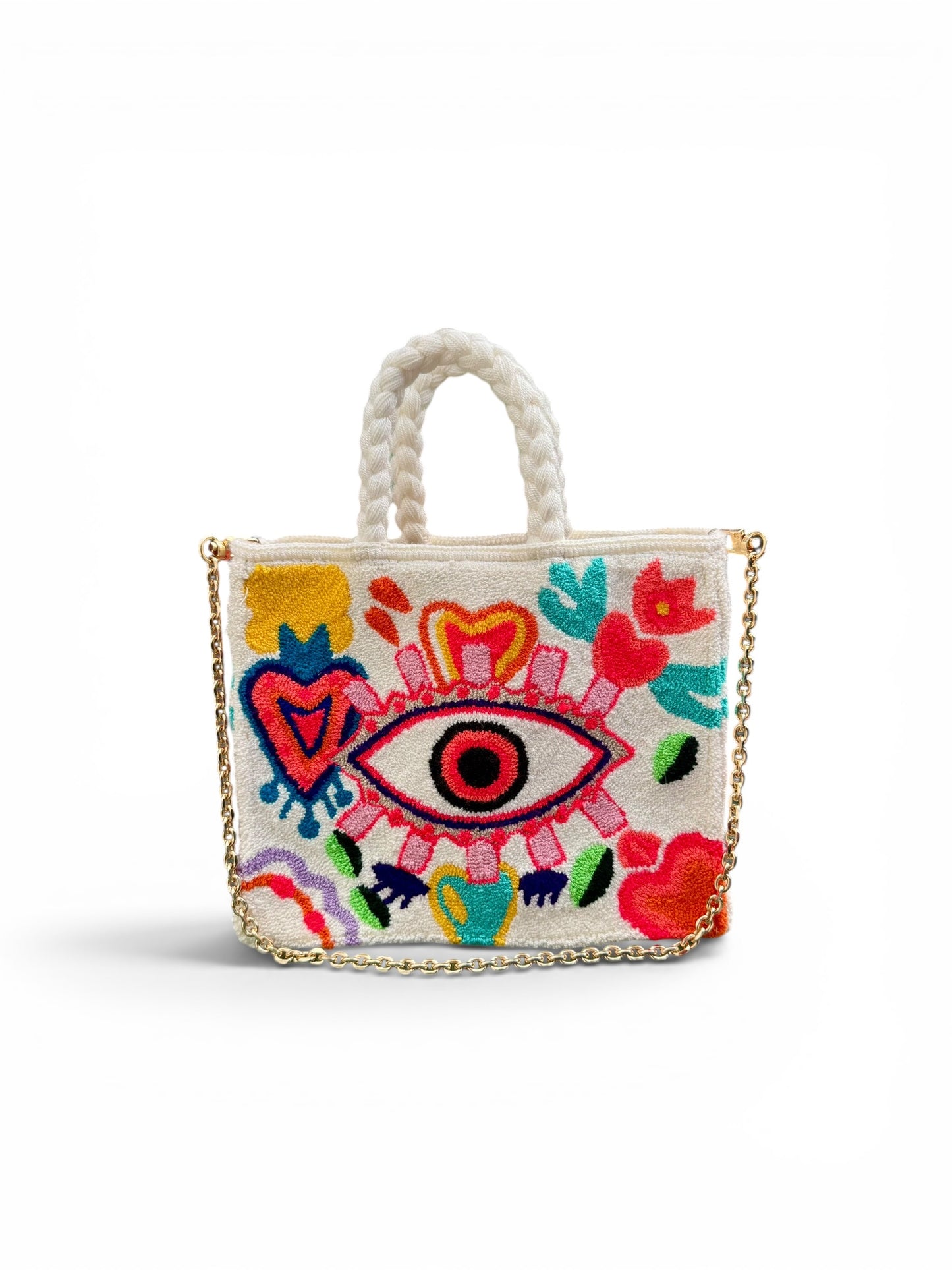 Luxury Handmade Tufted Wayuu Bag – Dual Use Crossbody & Shoulder Bag with Woven Strap, Inner Lining and Artisan Tassels