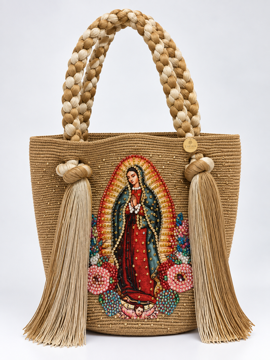 Wayuu Bag Virgin of Guadalupe Decorated large with Details Handmade