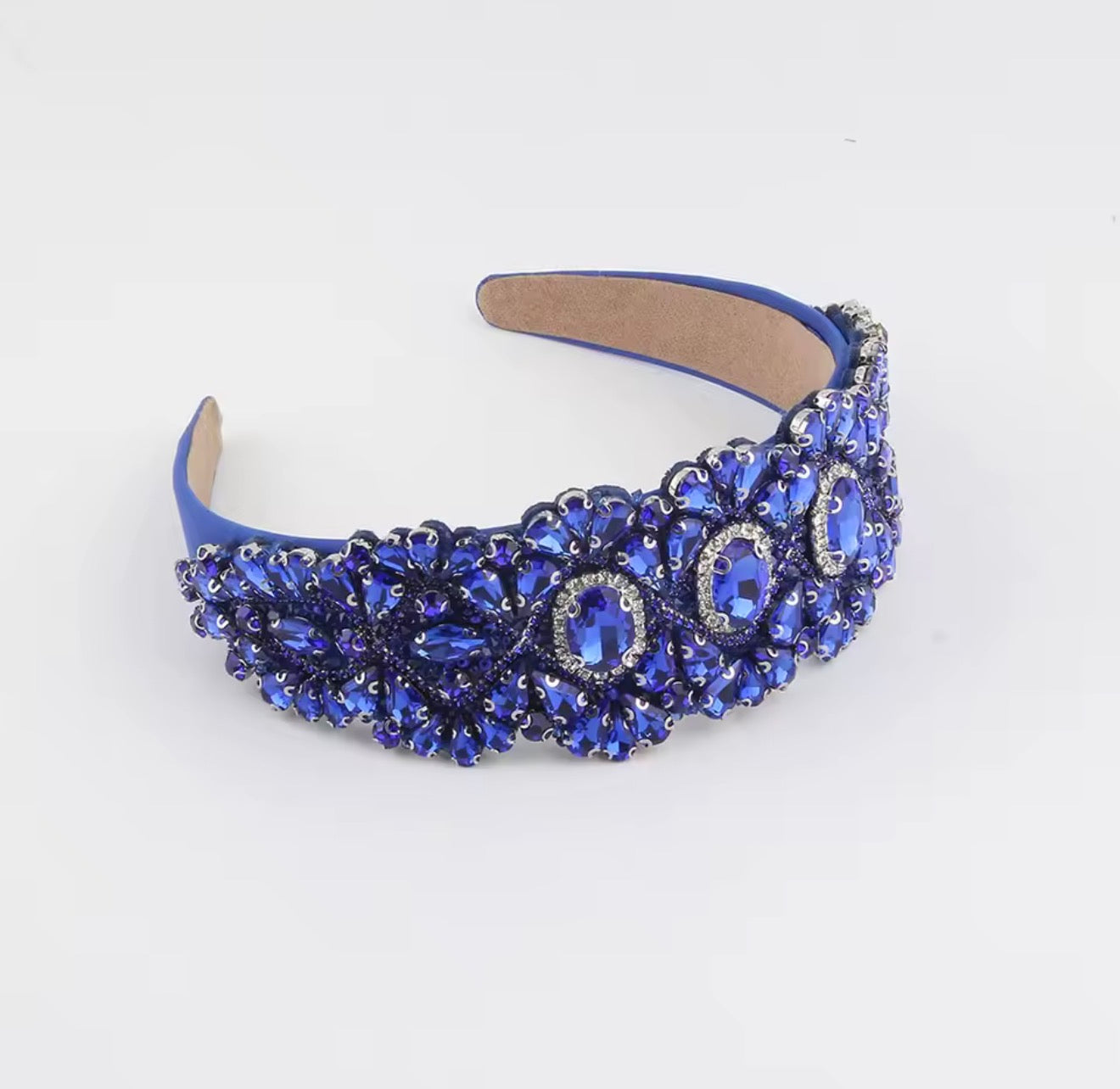 Luxurious and Beautiful Party Headband with Colored Stones, Hair Accessories, Fabric Headband with Baroque Style Crystals