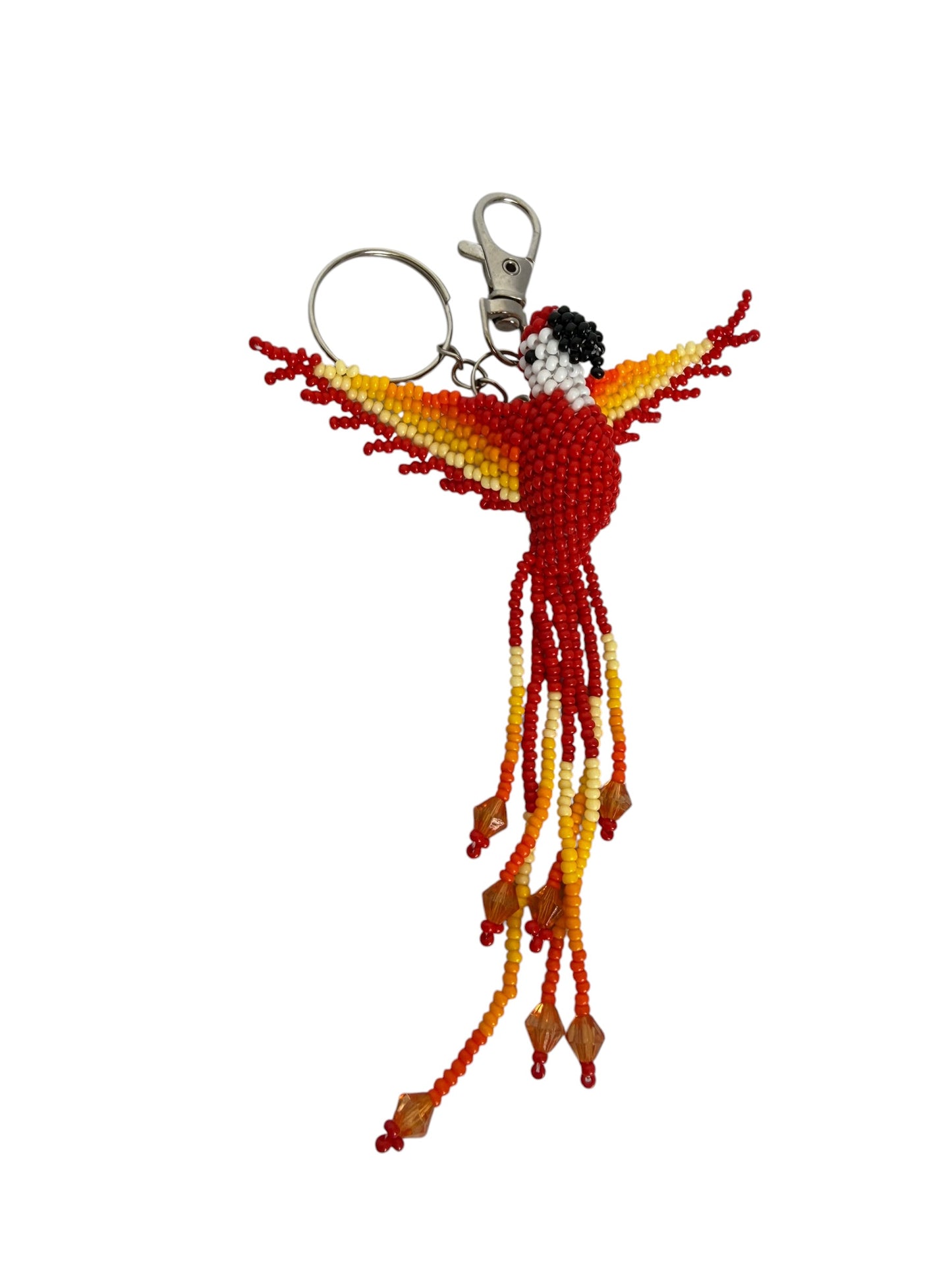 Handmade 3D Beaded Keychain | Colorful Hummingbird & Macaw Design