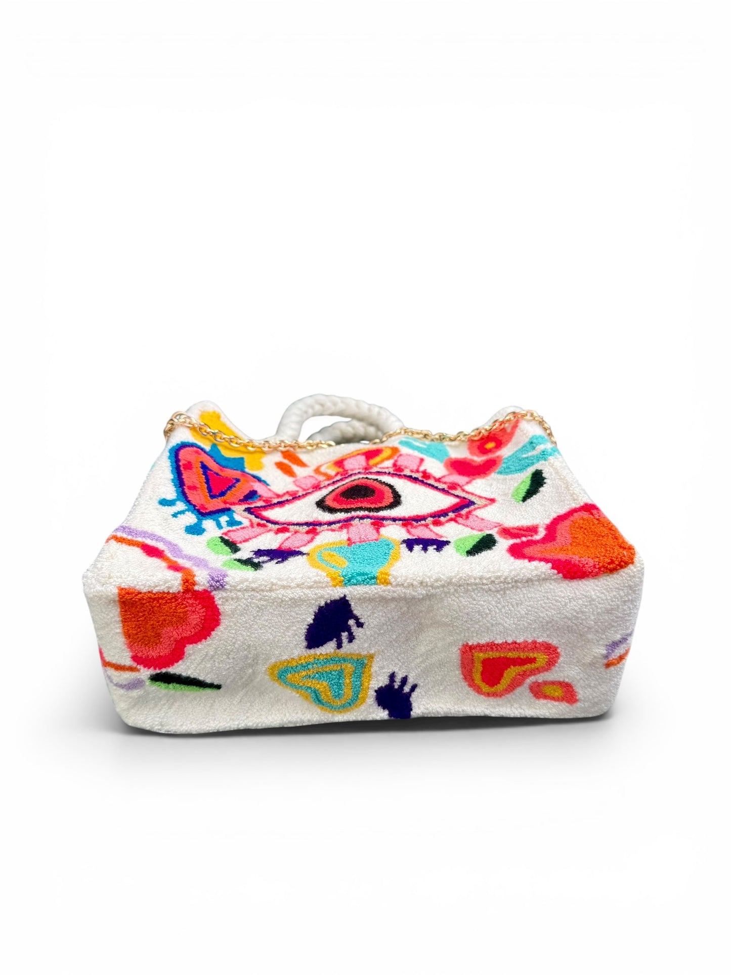 Luxury Handmade Tufted Wayuu Bag – Dual Use Crossbody & Shoulder Bag with Woven Strap, Inner Lining and Artisan Tassels