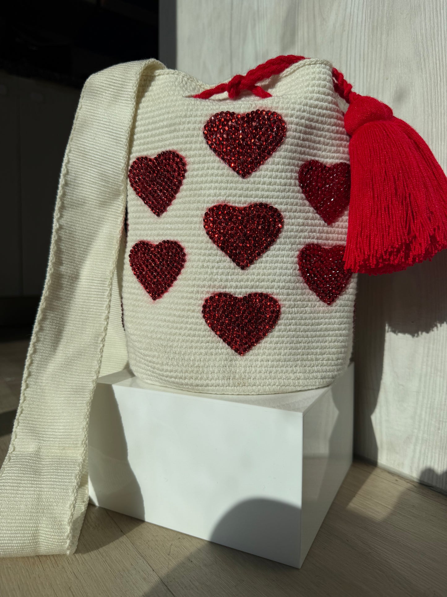 Wayuu Bag Hearts Handmade Crochet bucket bag