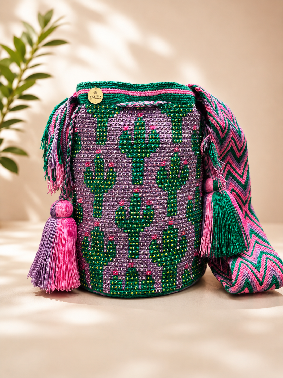 large Wayuu Bag Handwoven special Design decorated