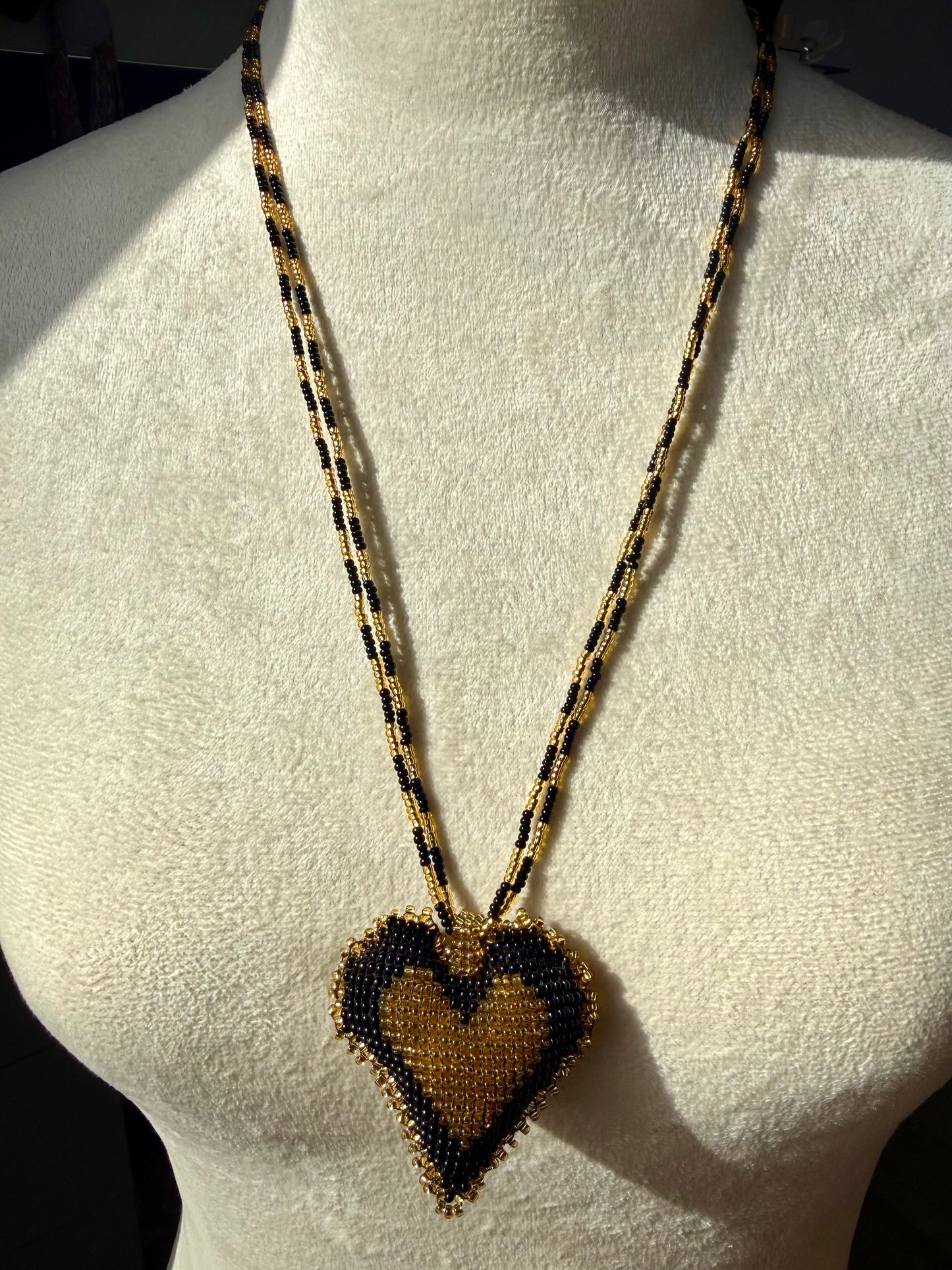 Hearts 3D Beaded Necklaces colors  Artisan Boho Jewelry