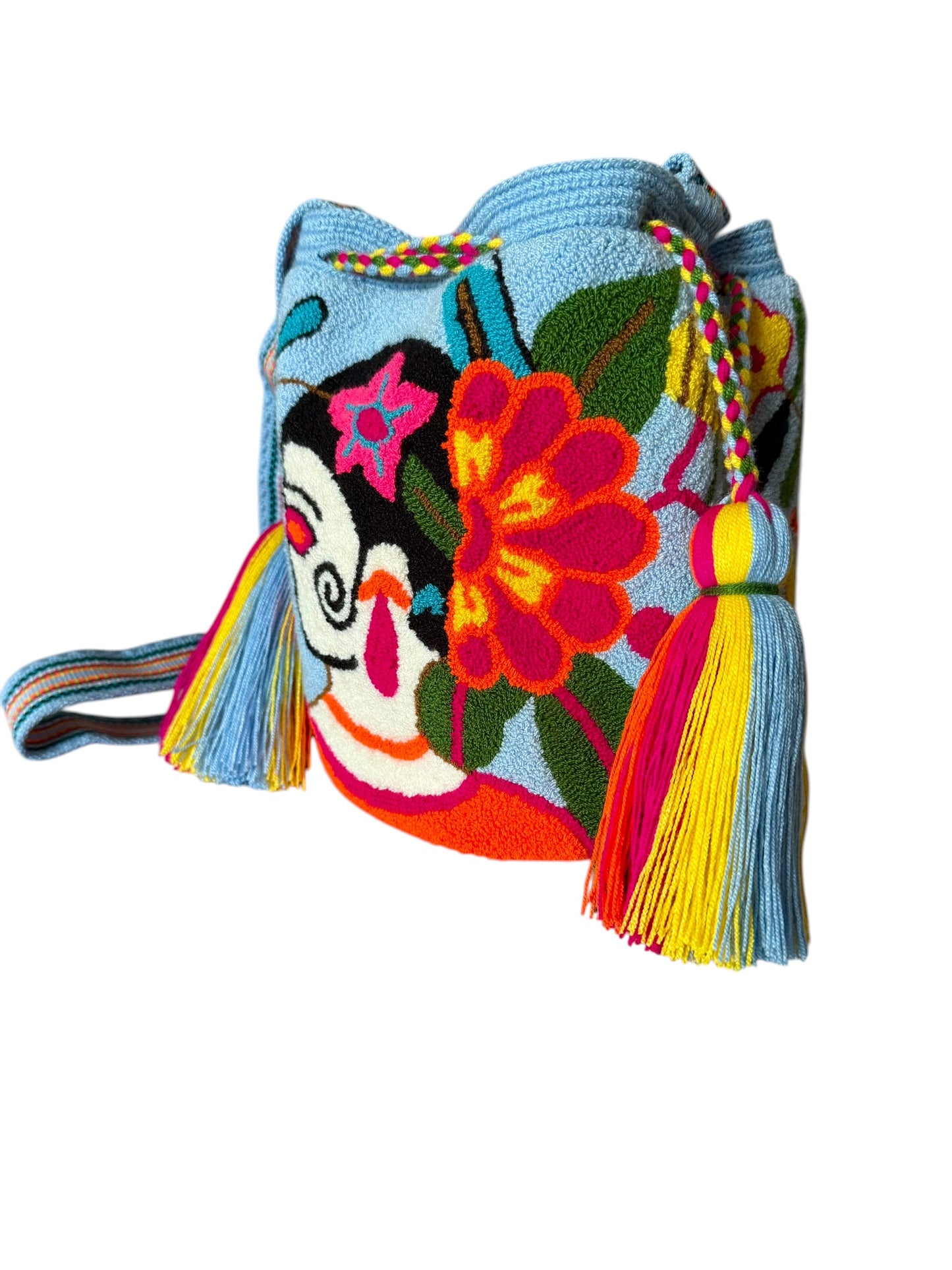 Upholstered medium bucket crossbody Bag