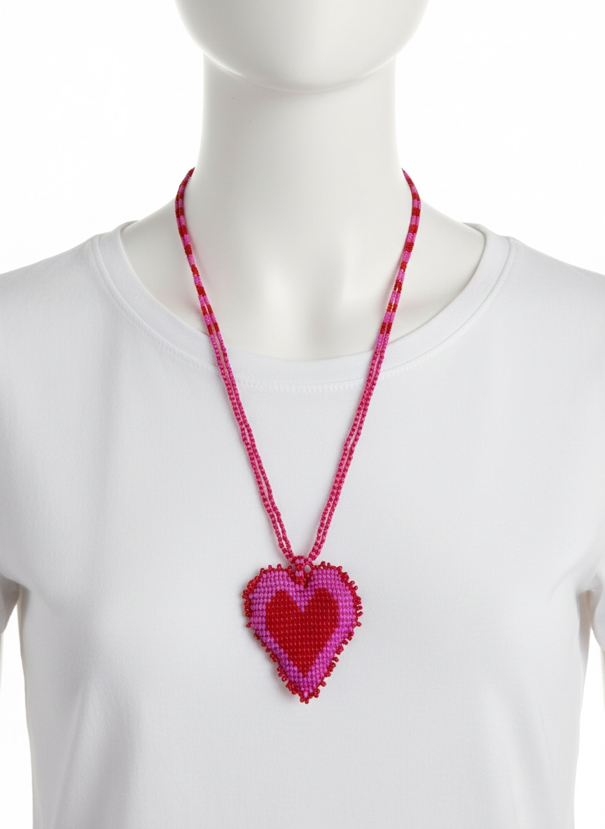 Hearts 3D Beaded Necklaces colors  Artisan Boho Jewelry