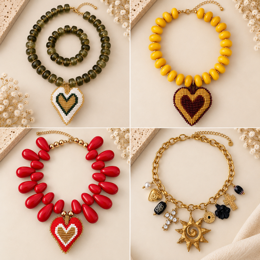 Necklaces hearts colors  Artisan Boho Jewelry
