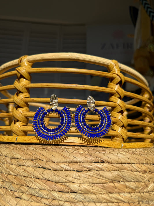 Handmade Round Beaded Earrings – Gold Rhodium Plated, Multiple Colors