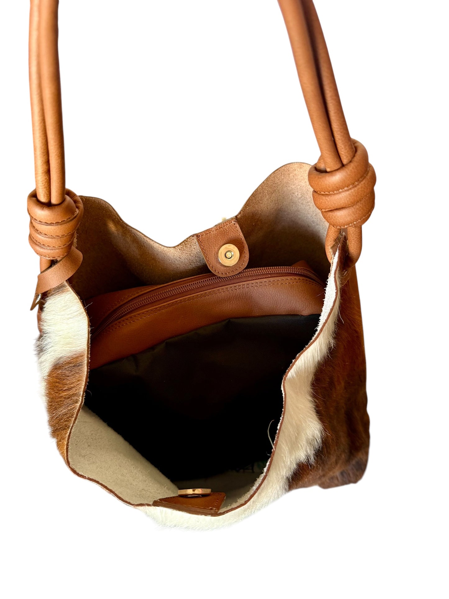 Genuine Cowhide Leather Tote Bag Large – 100% Real Hair-On Cowhide Hobo Bag with Interior Pockets