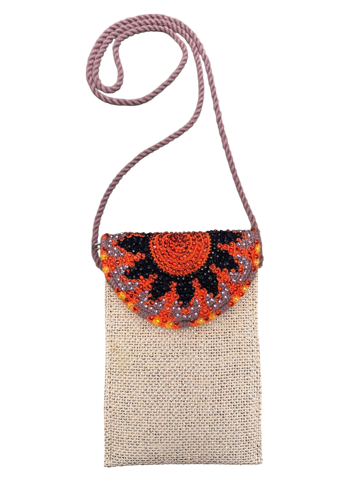 Handmade Phone Pouch decorated | Crossbody Cell Phone Holder with Inner Lining