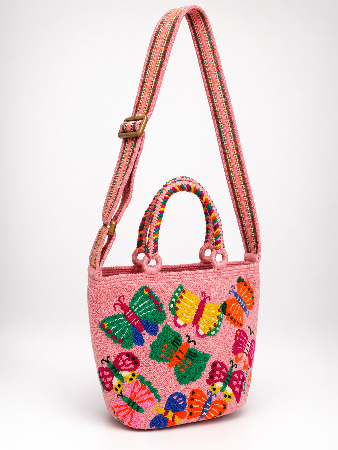 Butterfly Tapestry medium Tote Bag with Adjustable Strap | Handmade Luxury Crossbody Purse