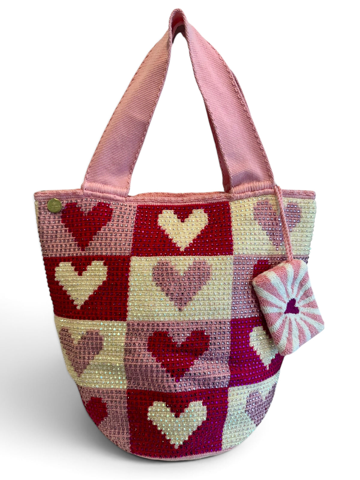 Wayuu XL decorated Handwoven Tote Bag Inner lining, sliding and ornament