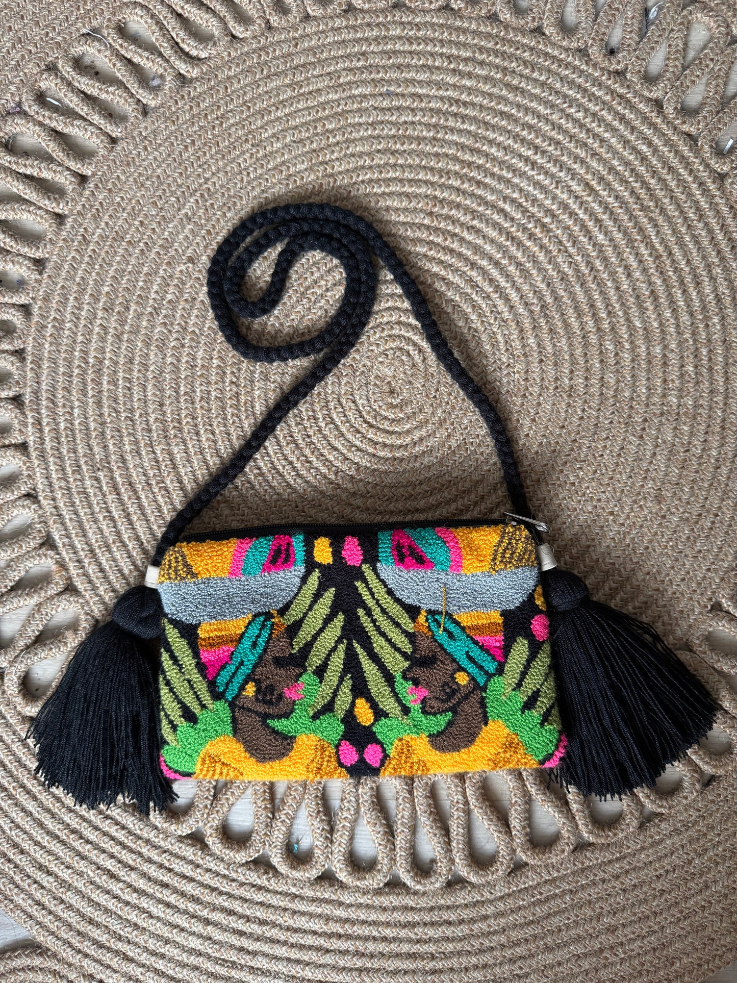 Handmade Crossbody Wayuu Upholstery Handbag Evil eye Zafira Complements