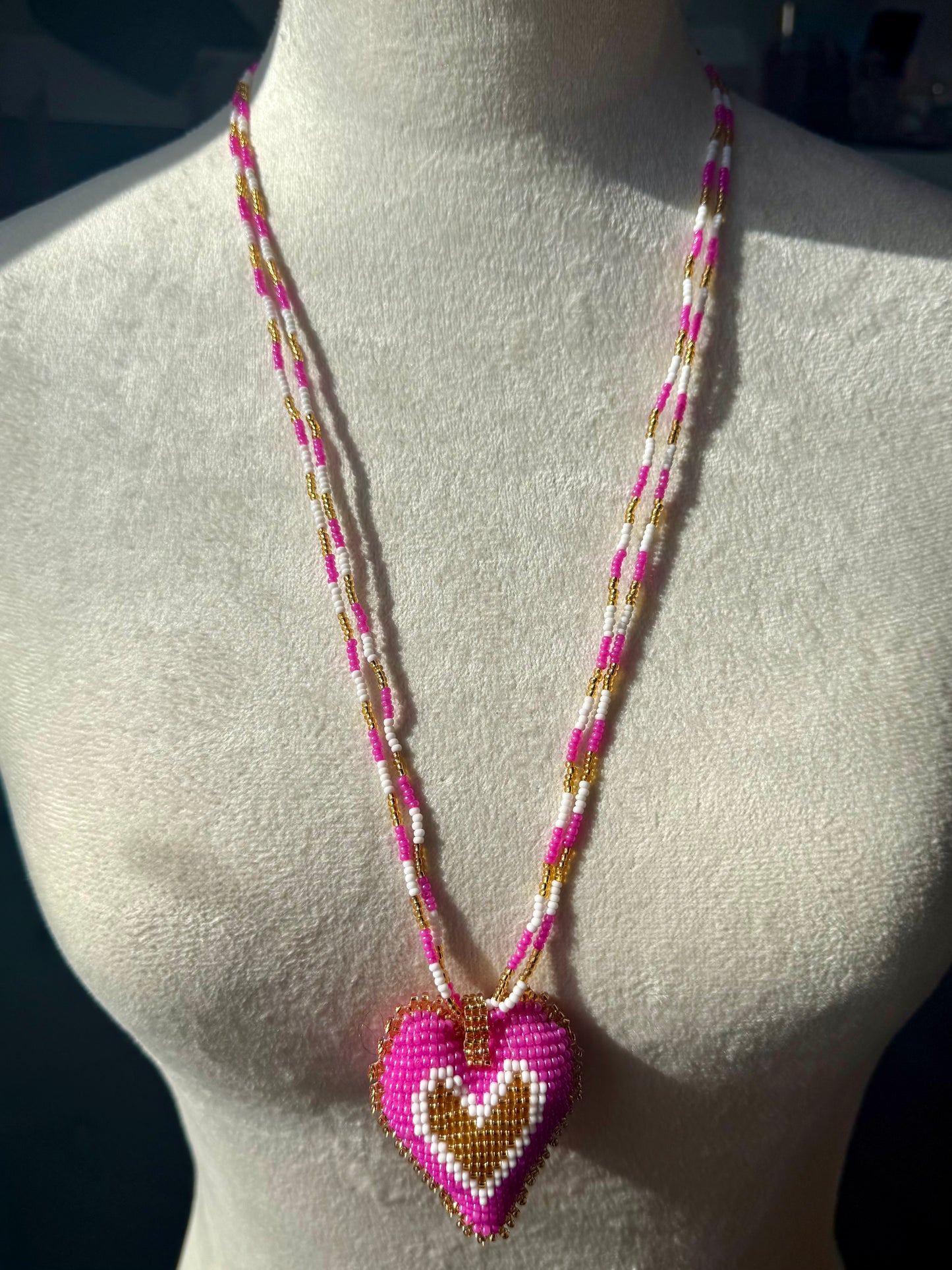 Hearts 3D Beaded Necklaces colors  Artisan Boho Jewelry
