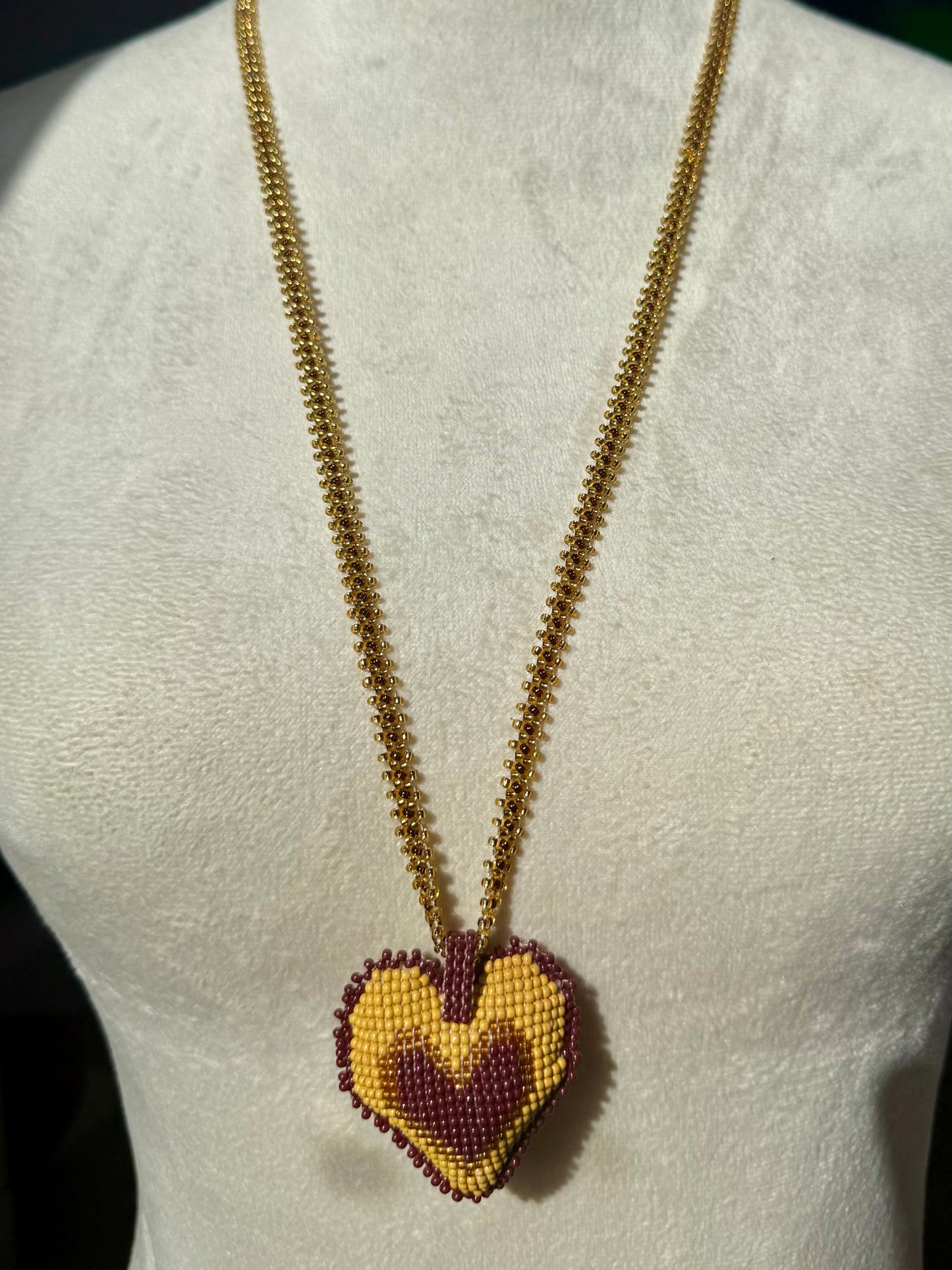 Hearts 3D Beaded Necklaces colors  Artisan Boho Jewelry