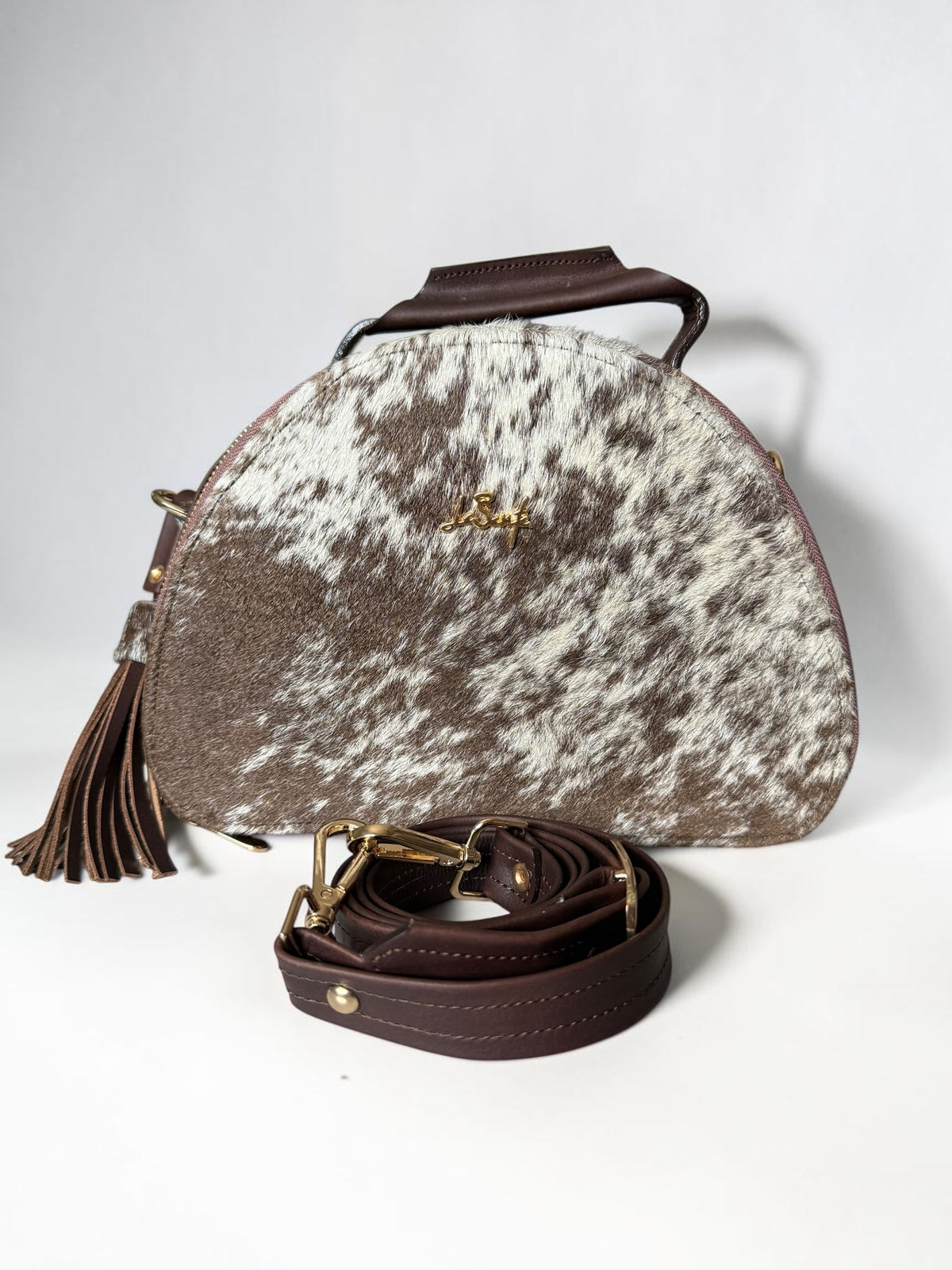 Luxury 100% Genuine Leather Cowhide Handbag – Removable Strap, 10” x 8”