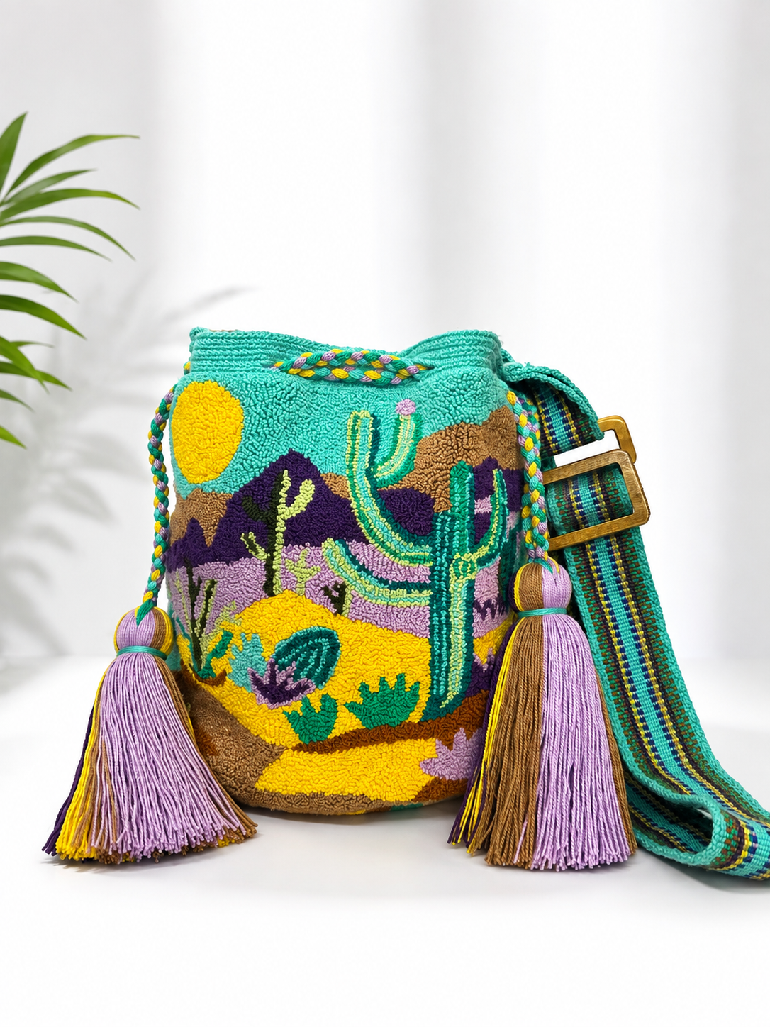 Upholstered medium bucket crossbody Bag