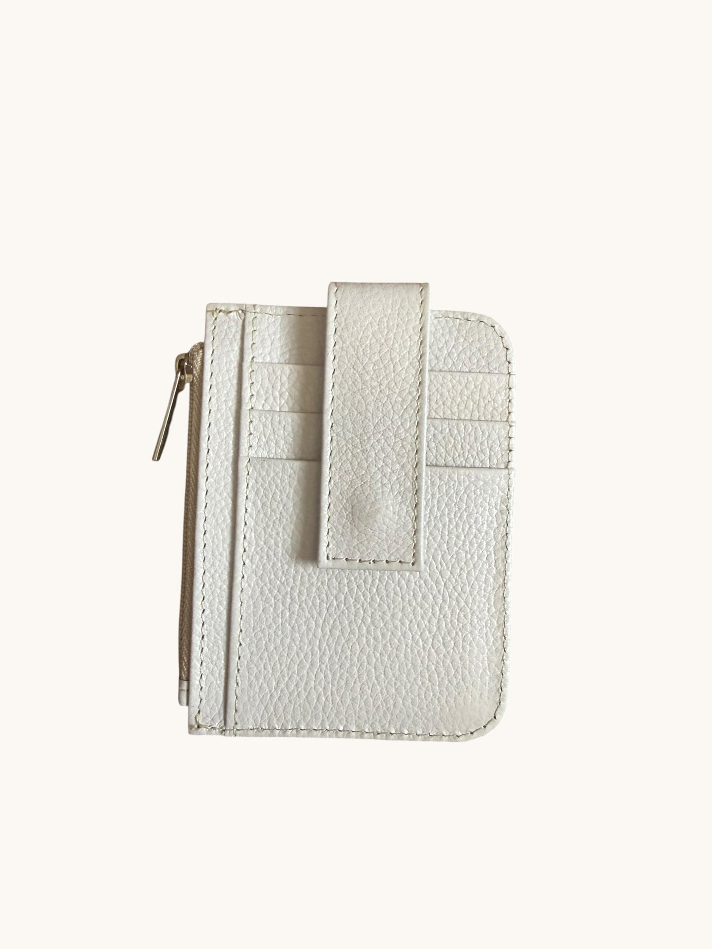 Genuine Cowhide Leather Card Holder Wallet with Zipper Hair-On Multiple Card Slots 4.5” x 3.5”
