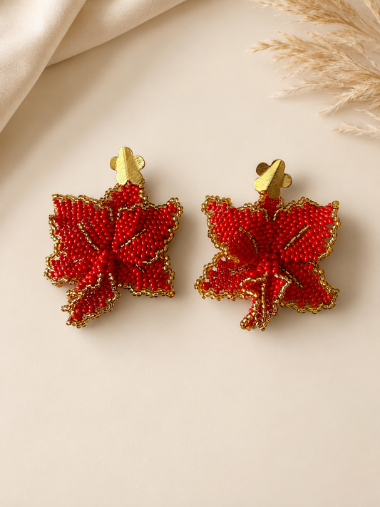 Handmade Orchid mostacilla Earrings – Gold Rhodium Plate