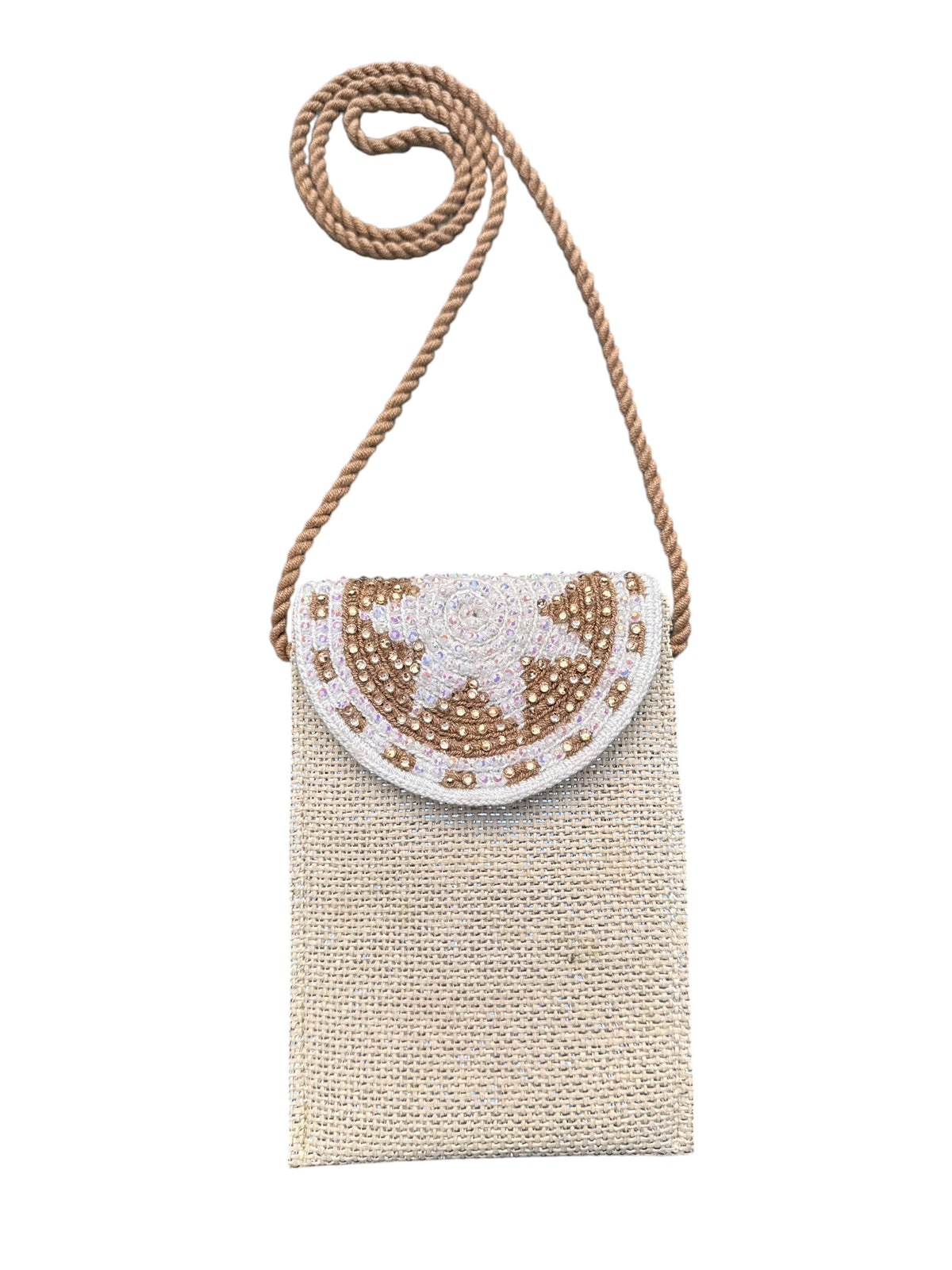 Handmade Phone Pouch decorated | Crossbody Cell Phone Holder with Inner Lining