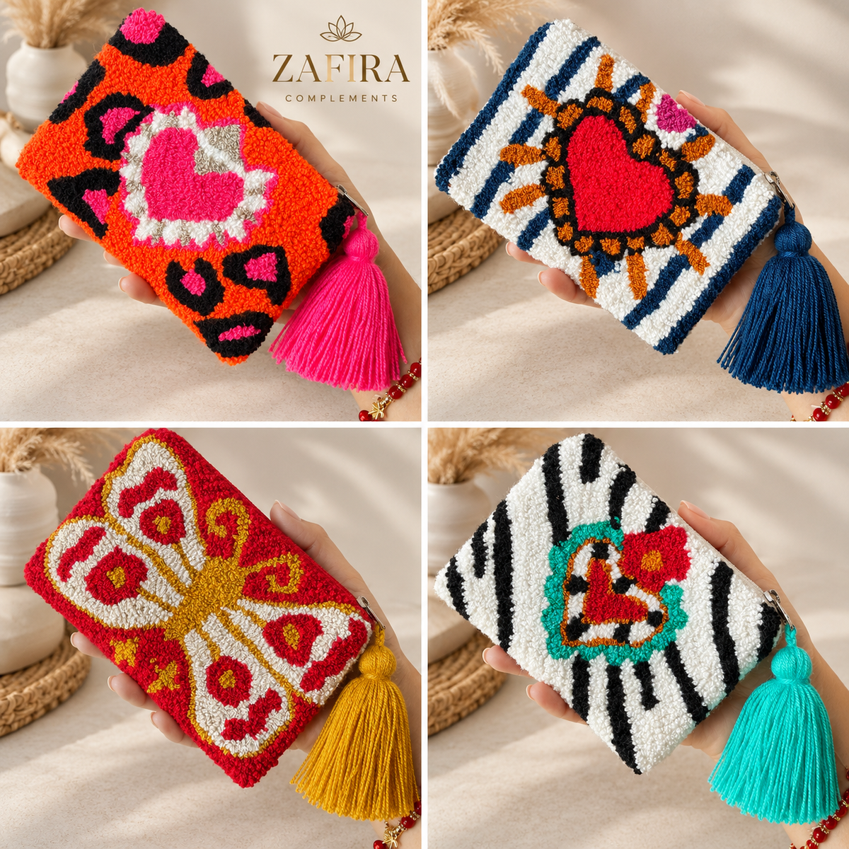 Hand-Embroidered Card holder Purses – Unique Charm Wallets Full of Protection & Color