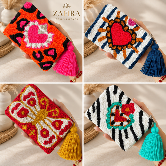 Hand-Embroidered Card holder Purses – Unique Charm Wallets Full of Protection & Color