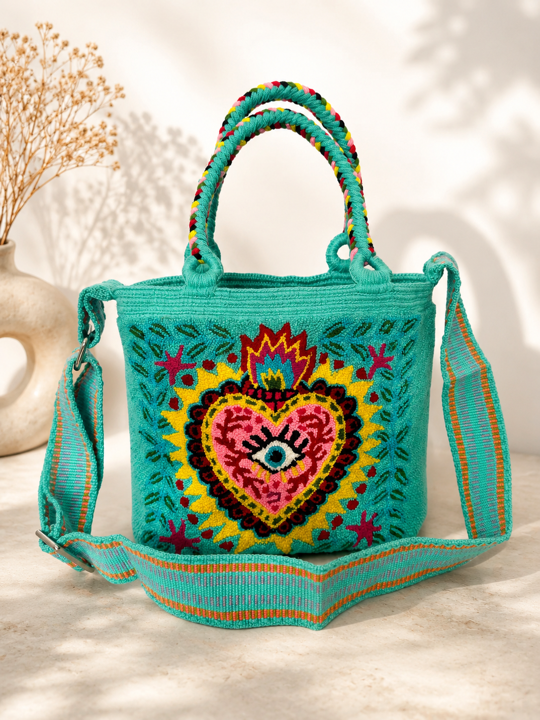 Butterfly Tapestry medium Tote Bag with Adjustable Strap | Handmade Luxury Crossbody Purse