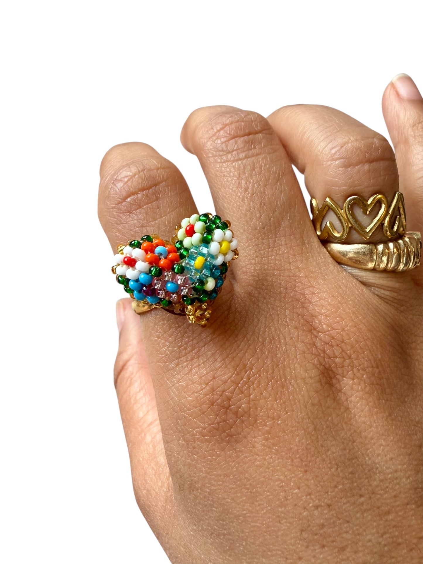 Handmade Rings sunflower , butterflies , Against  for Women, Stainless Steel Hollow Open Ring, Gold Color, Lucky Cubic Zirconia Jewelry, Rings for Women