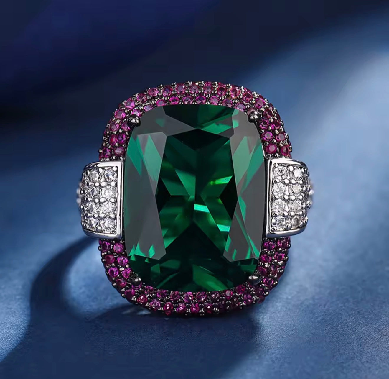 Laboratory Gemstone Ring with Cubic Zirconia in Stainless Steel | Fine Jewelry, Waterproof & Tarnish-Resistant