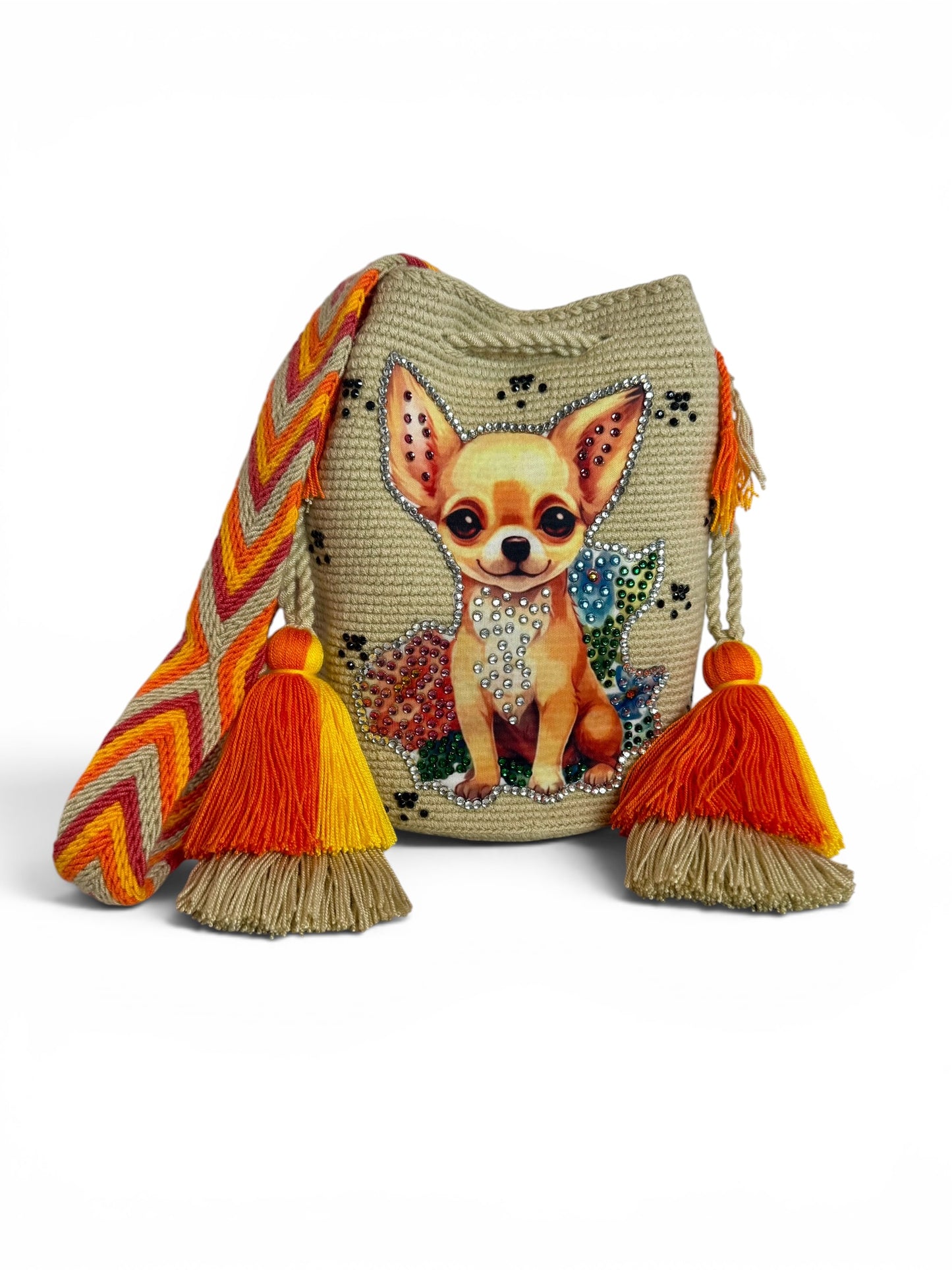 Chihuahua & Yorkie Crossbody Bag Handmade Bouquet Style Medium