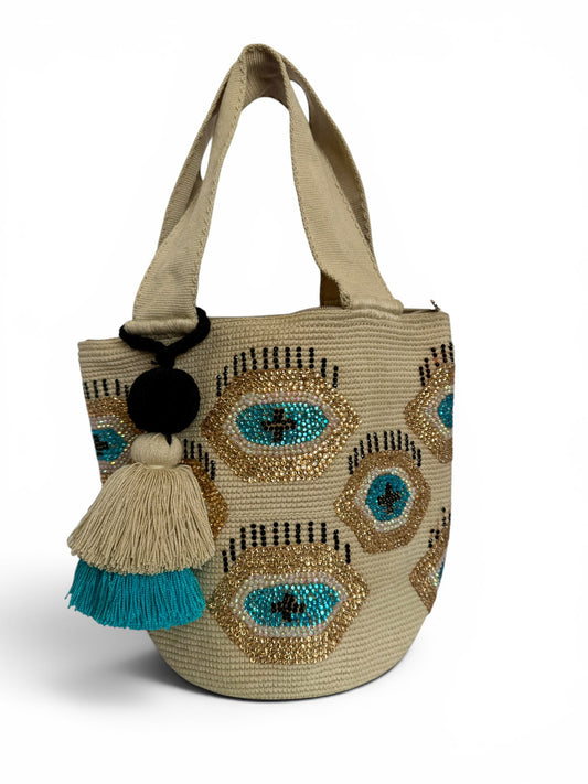 Tote bag rapunzel large shoulder bag Hand-Painted Evil Eye Bag