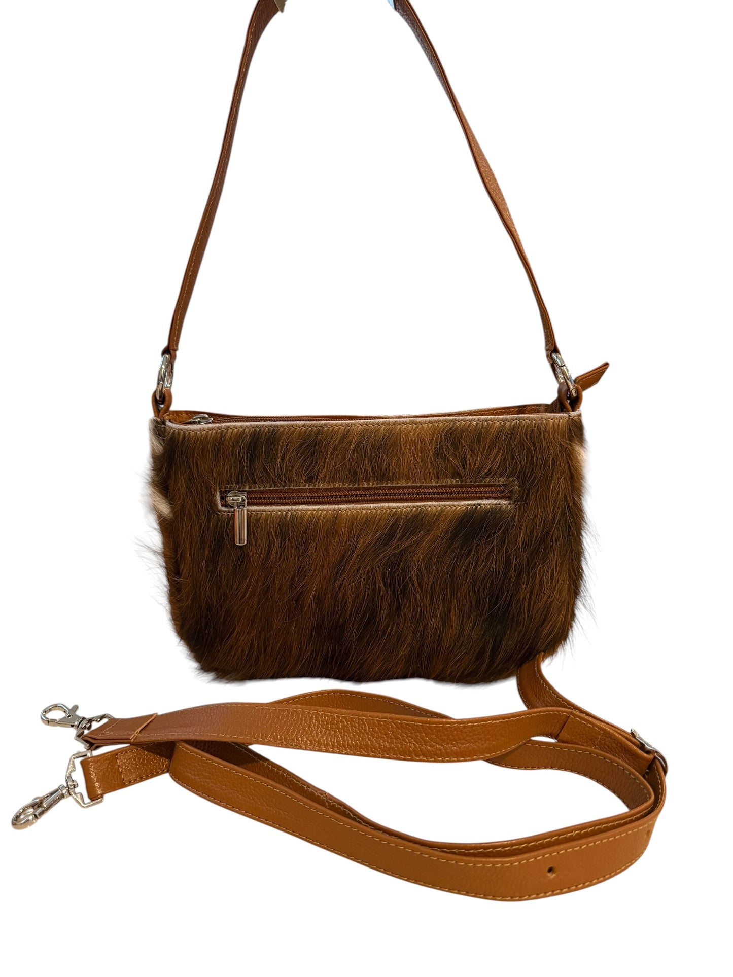 Genuine Cowhide Hair-On Leather Shoulder Bag & Crossbody | Removable Straps | Italian Foil Option | Zipper Pockets
