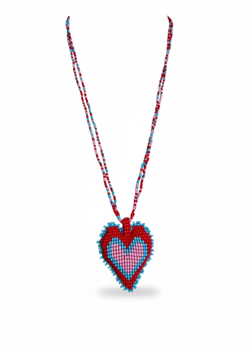 Hearts 3D Beaded Necklaces colors  Artisan Boho Jewelry
